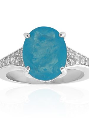 Blauer Pastell-Quarz-Silberring