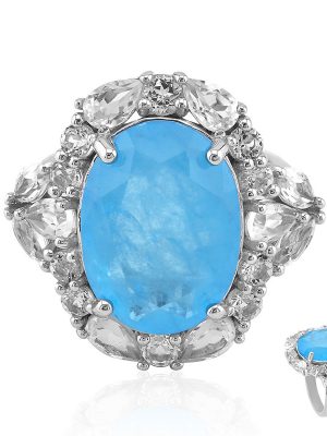 Blauer Quarz-Silberring