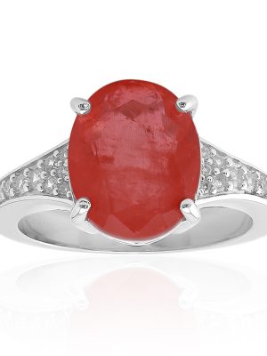 Oranger Pastell-Quarz-Silberring