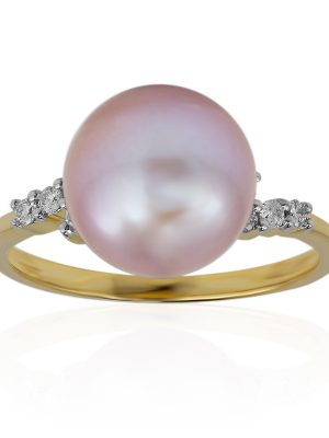 Pinkfarbene Ming-Perlen-Goldring (TPC)