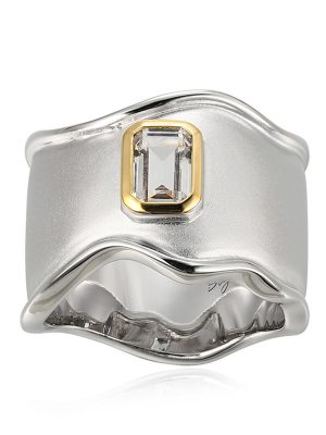 Weißer Topas-Messingring (Juwelo Style)