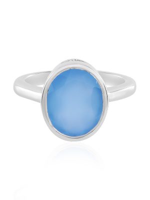 Blauer Chalzedon-Silberring