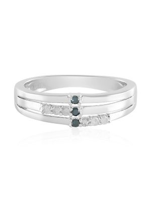 Blauer I3 Diamant-Silberring