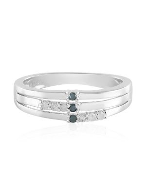 Blauer I3 Diamant-Silberring