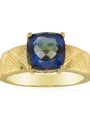 Blauer Mystik-Quarz-Silberring