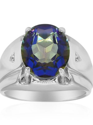 Blauer Mystik-Quarz-Silberring