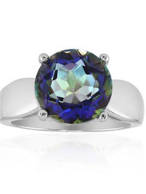 Blauer Mystik-Quarz-Silberring