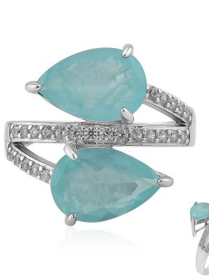 Blauer Pastell-Quarz-Silberring