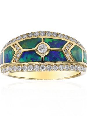 Lightning Ridge-Schwarzer Opal-Goldring (CIRARI)