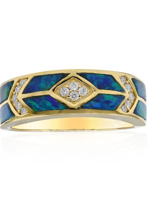 Lightning Ridge-Schwarzer Opal-Goldring (CIRARI)