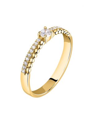 Live Diamond Damenring LDY019114016 375er Gelbgold, recycelt