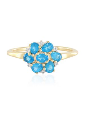 Neonblauer Apatit-Silberring
