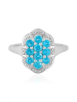 Neonblauer Apatit-Silberring