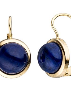 SIGO Boutons rund 333 Gold Gelbgold 2 Lapislazuli blau Ohrringe Ohrhänger