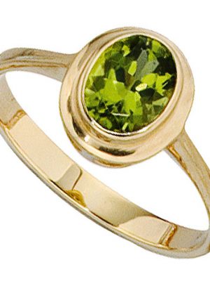 SIGO Damen Ring 585 Gold Gelbgold 1 Peridot grün Goldring