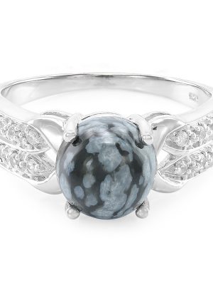 Schneeflocken-Obsidian-Silberring