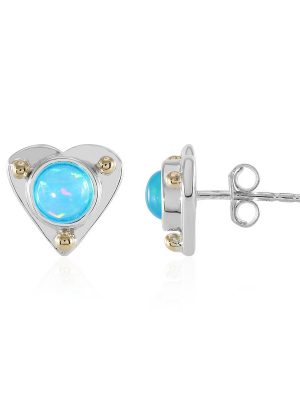 Äthiopischer Blauer Opal-Silberohrringe (Granulieren)