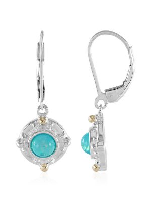 Äthiopischer Blauer Opal-Silberohrringe (Granulieren)
