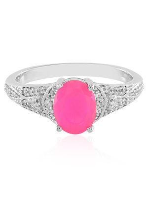 Äthiopischer Pinkfarbener Opal-Silberring