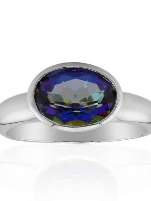 Blauer Mystik-Quarz-Silberring