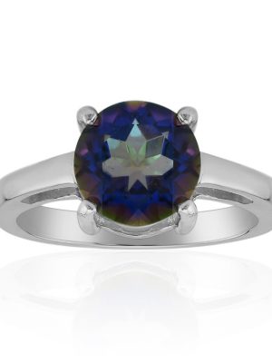 Blauer Mystik-Quarz-Silberring