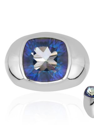 Blauer Mystik-Quarz-Silberring