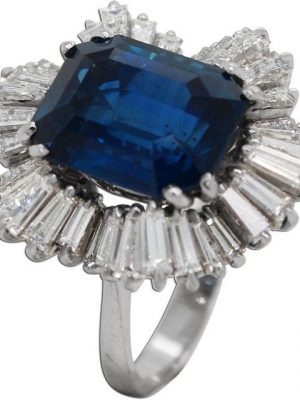 Ch.Abramowicz Goldring Saphir Ring Platin 950 strahlend Blau Saphir 10,50ct. unbehandelt D (1-tlg)