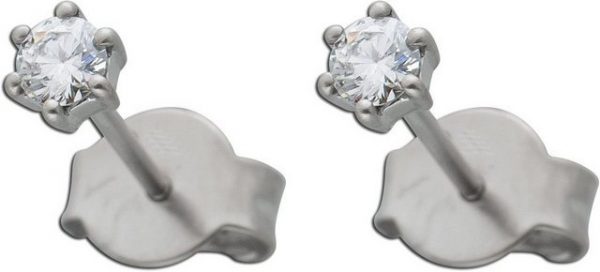 Ch.Abramowicz Paar Ohrhänger Diamant Ohrstecker Platin 950 2 Diamanten 0,20ct W/SI Krappenfassu