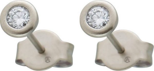 Ch.Abramowicz Paar Ohrhänger Diamant Ohrstecker Platin 950 2 Diamanten 0,25ct W/SI Zargenfassung