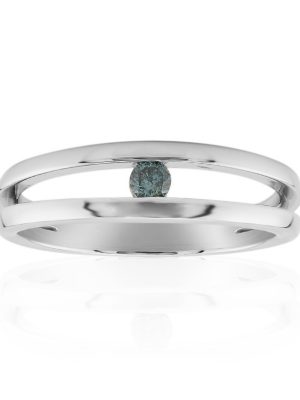 Himmelblauer I1 Brillant-Silberring