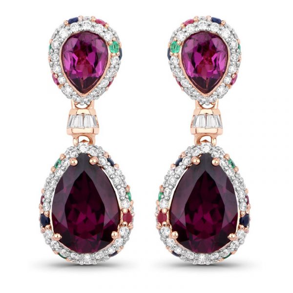 Magenta-Granat-Goldohrringe (SUHANA)