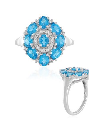 Neonblauer Apatit-Silberring