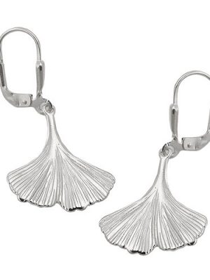 SIGO Ohrringe Brisur, Ginkgo-Blatt, Silber 925