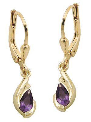 SIGO Ohrringe Brisur, Tropfen, Amethyst, Gold 375