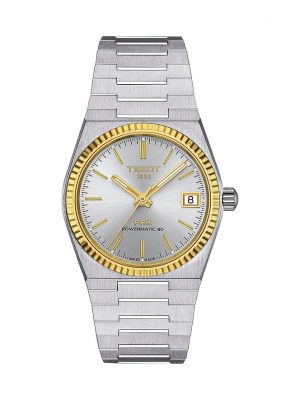 Tissot Damenuhr PRX Powermatic 80 Stahl & 18K Goldlünette T9312074103101