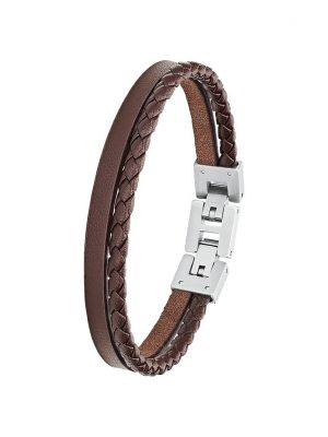 s.Oliver Armband 2026150 Edelstahl, Leder