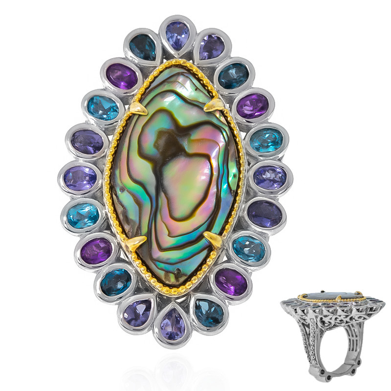 Abalone-Muschel-Silberring (Dallas Prince Designs) Abalone-Muschel-Silberring (Dallas Prince Designs)