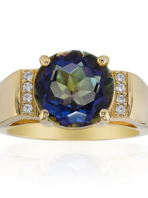 Blauer Mystik-Quarz-Silberring