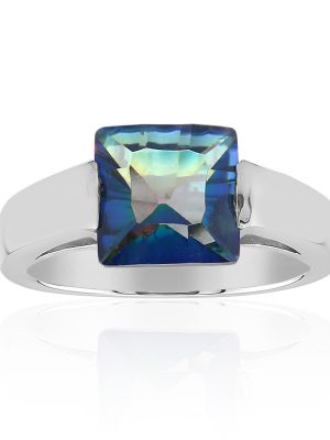 Blauer Mystik-Quarz-Silberring