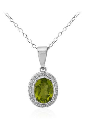 Burmesischer Peridot-Silberhalskette