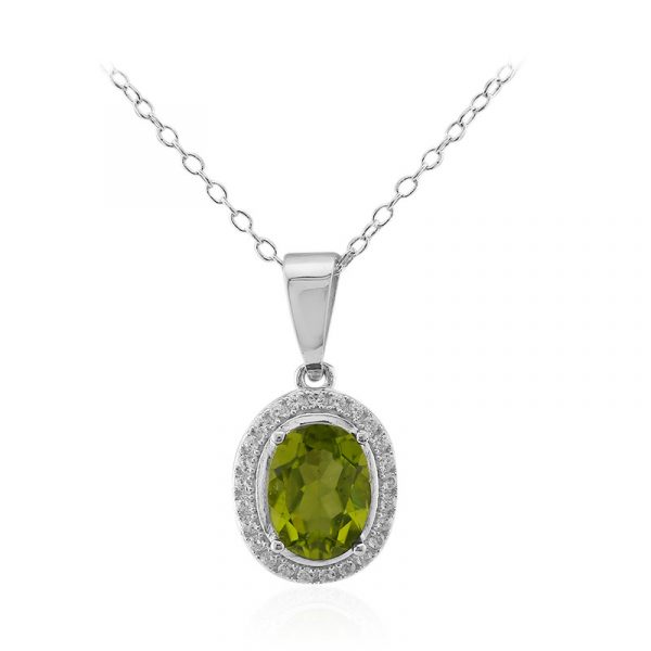 Burmesischer Peridot-Silberhalskette