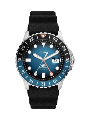 Fossil Herrenuhr FOSSIL BLUE GMT FS6049 Edelstahl