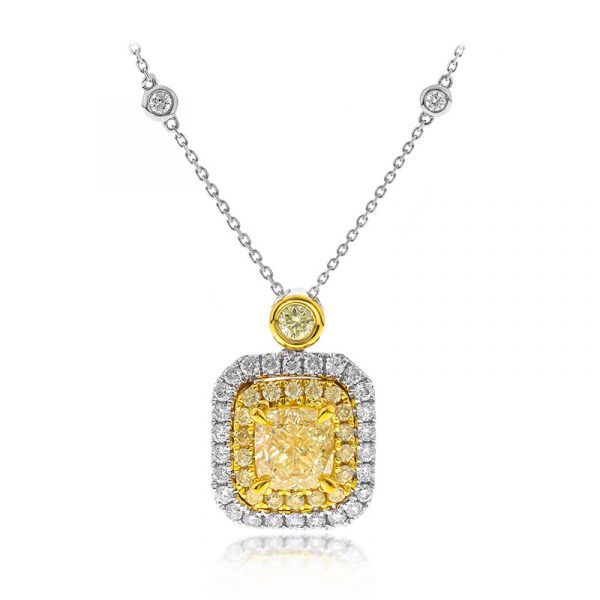 Gelber SI2 Diamant-Goldhalskette (CIRARI)