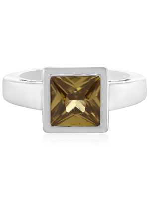 Gelber Zirkon-Silberring (MONOSONO COLLECTION)
