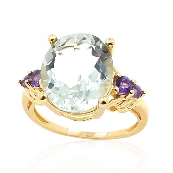 Grüner Amethyst-Goldring