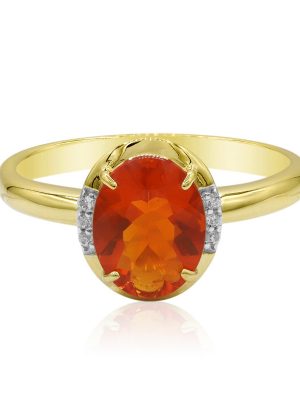 Mexikanischer Feueropal-Goldring (Adela Gold)