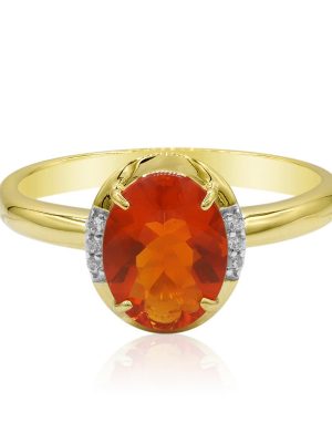 Mexikanischer Feueropal-Goldring (Adela Gold)