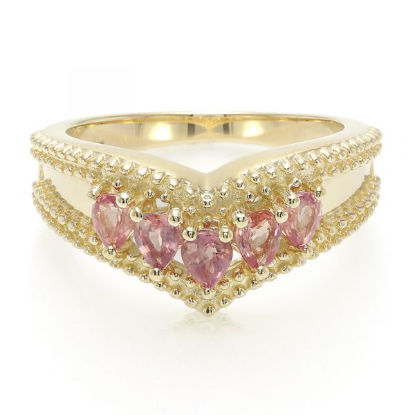 Nicht erhitzter Padparadscha-Saphir-Goldring
