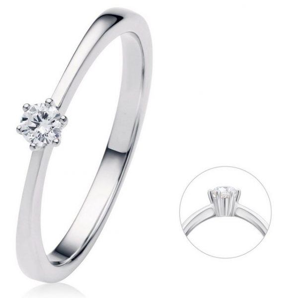 ONE ELEMENT Diamantring 0.1 ct Diamant Brillant Ring aus 950 Platin, Damen Platin Schmuck