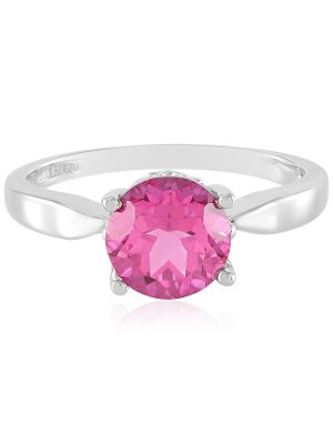 Pinkfarbener Topas-Silberring